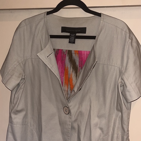 Apostrophe short sleeved jacket with large buttons tan size Large - Picture 7 of 10
